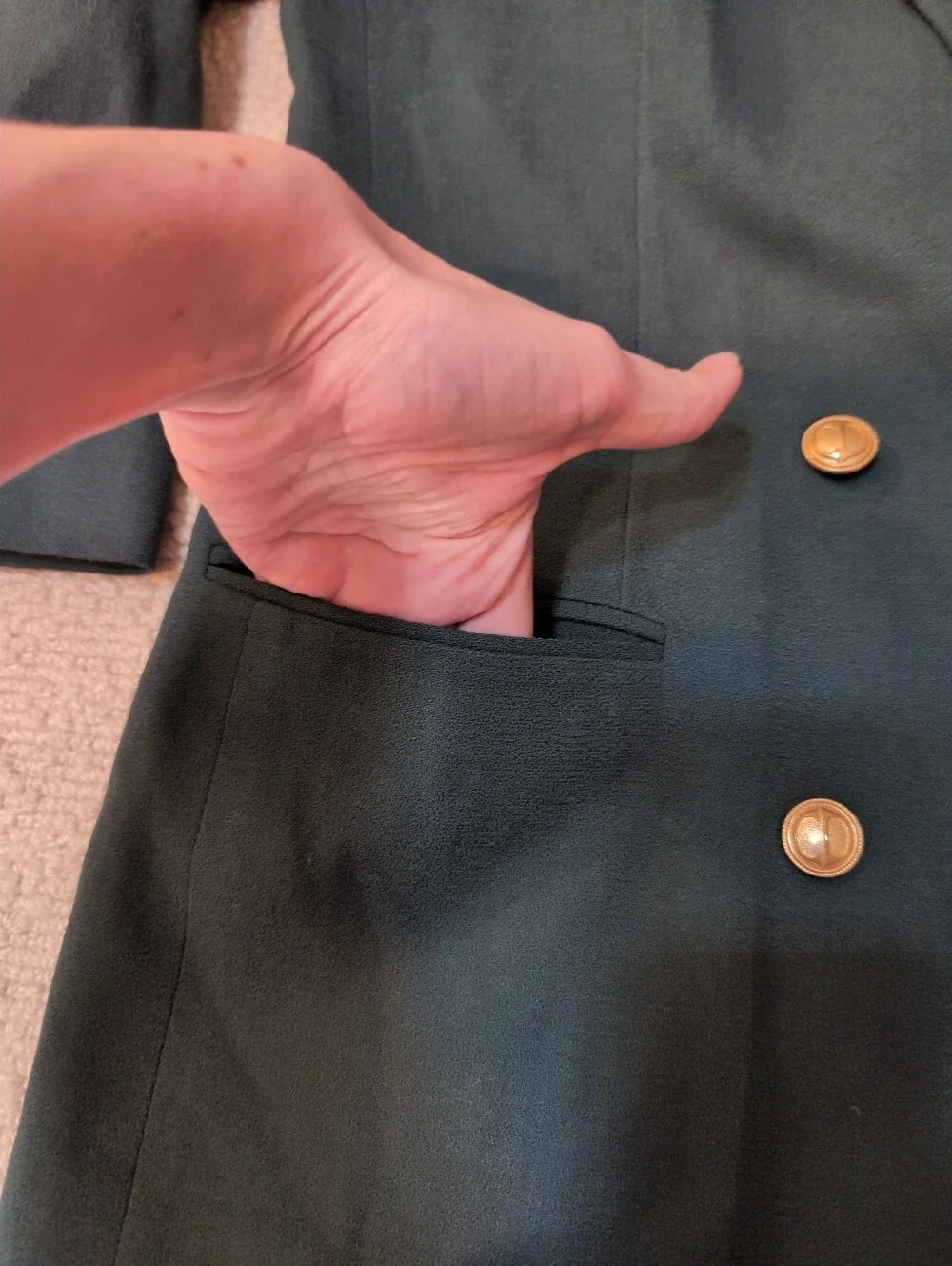 Vintage Christian Dior 100% Wool Size 12 Dark Green Blazer Fall Winter Office
